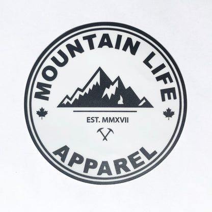 SMALL WHITE MLA STICKER - Mountain Life Apparel - MTN LIFE
